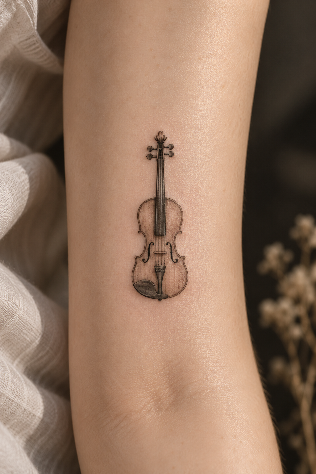 small music tattoos: tiny violin idea