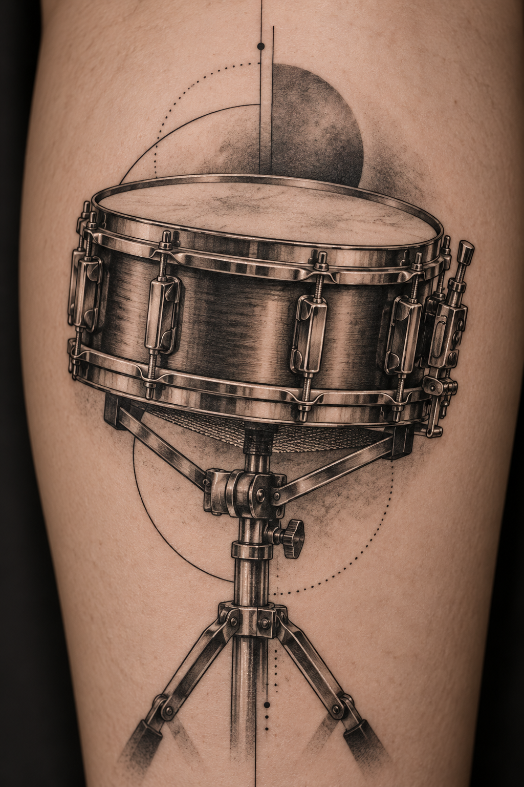 small music tattoos: drum detail idea