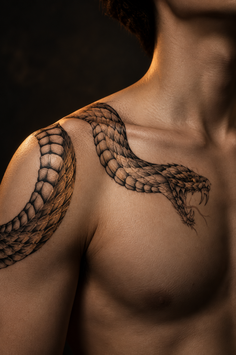 Animal-inspired tattoo design in a moody ink studio